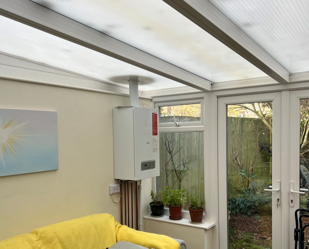 Boiler installed in Conservatory